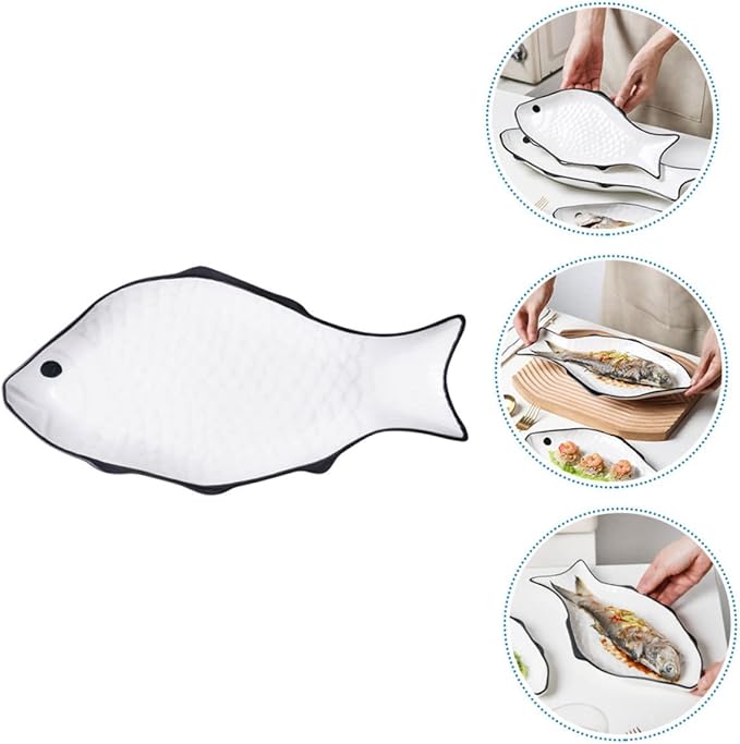 Ceramic Fish-shaped Steaming Dish Medium Smooth Surface for Serving Fish and Desserts Restaurants