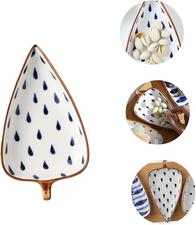 Mikinona Leaf-shaped Mini Serving Dish Creative Japanese Style Ceramic Appetizer Plate for Dips Sauces and Snacks Easy to Clean Unique Design for Home Restaurant Use