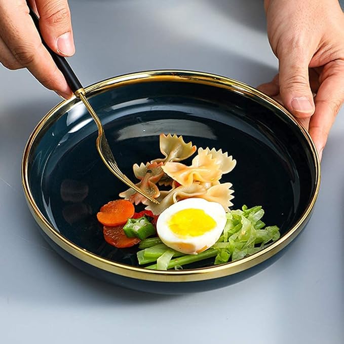 Nordic Style Tableware Set, Ceramic Plate And Bowl Set, Family Restaurant Tableware, 2/4/6 Person Tableware Set, Handmade Ceramic Utensils (Cyan 18 pcs)