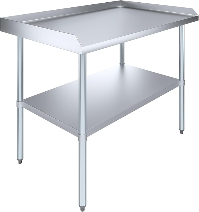 AmGood Commercial Work Table with Backsplash and Sidesplashes | Height: 35" | Stainless Steel Prep Table for Kitchen, Restaurant, Garage, Laundry | NSF (48" Long x 30" Deep)