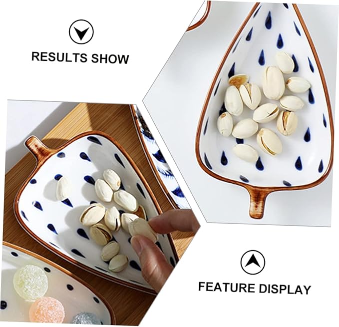 Ceramic Leaf Shape Snack Dish Set Hand-painted Appetizer Plates for Sauces and Seasonings Mini Tableware for Parties and Gatherings