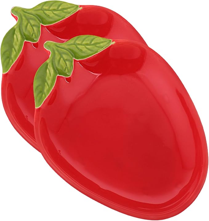 Hemoton 4pcs Creative Strawberry Ceramic Snack Plates Appetizer Dishes for Sushi Desserts and Sauces for Home Restaurant and Party Use