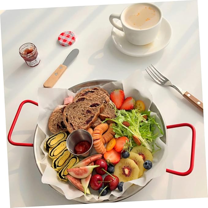PRETYZOOM Serving Tray Lids Stainless Steel Snack Plate Decorative Salad Dish Lunch Trays