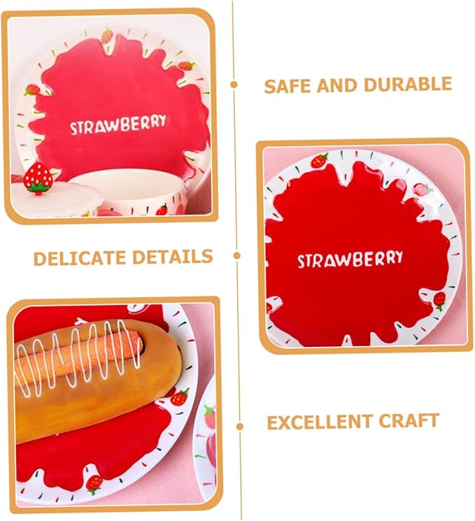 Multifunctional Strawberry Decor Plate Kitchen Ceramic Plate Dinnerware Decorative
