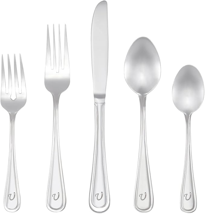 RiverRidge 46-Pc. Monogrammed Flatware, Service for 8, Marina Pattern - U