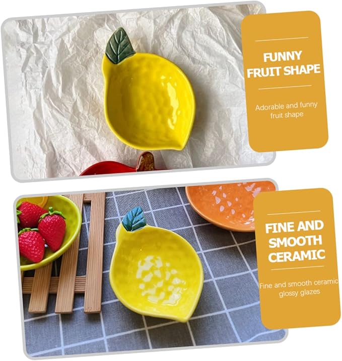 Sosoport Creative Ceramic Fruit Shaped Sauce Dish Condiment Container for Dipping Sauce Vinegar and Seasoning Unique Appetizer Plate for Sushi and Salads