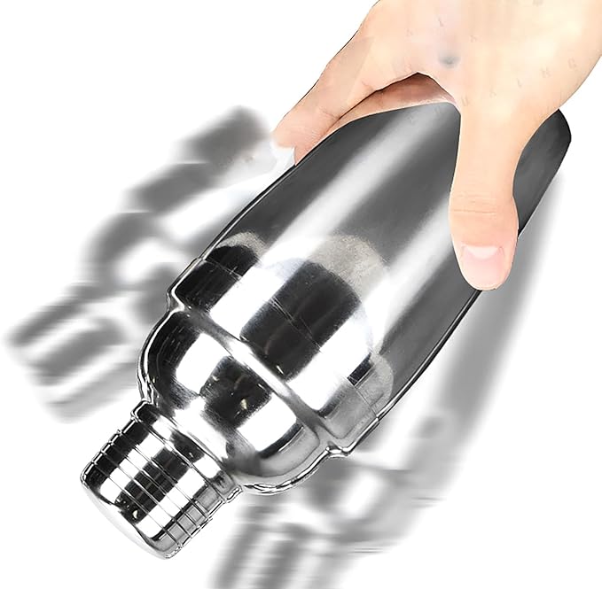 18.6 Oz Cocktail Shaker, 7.6 In x 3.1 In Stainless Steel Drink Shaker with Built-In Strainer for Martini, Bar and Margarita Mixed Tools (18.6 oz)