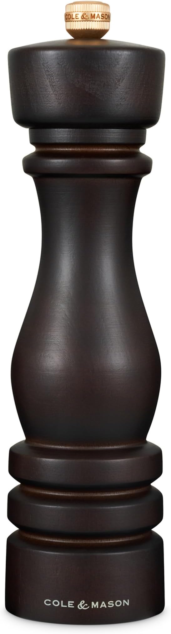 Cole & Mason London Refillable Spice Mill - Kitchen & Home Accessory - Table Salt Grinder - Salt Mill with Ceramic Mechanism - 8", Chocolate Wood