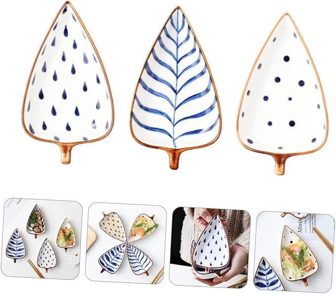 Alipis 3pcs Ceramic Sauce Dish Random Style Appetizer Plates for Dipping Sauces Condiments Seasoning Cute and Functional Kitchen Accessory
