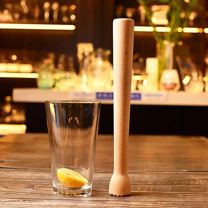Wooden Muddler for Cocktails 10 Inches, Drink Muddler for Home and Bar, Sturdy Wood, Professional Bar Tool for Mojitos, Fruit Drinks, Set of 2