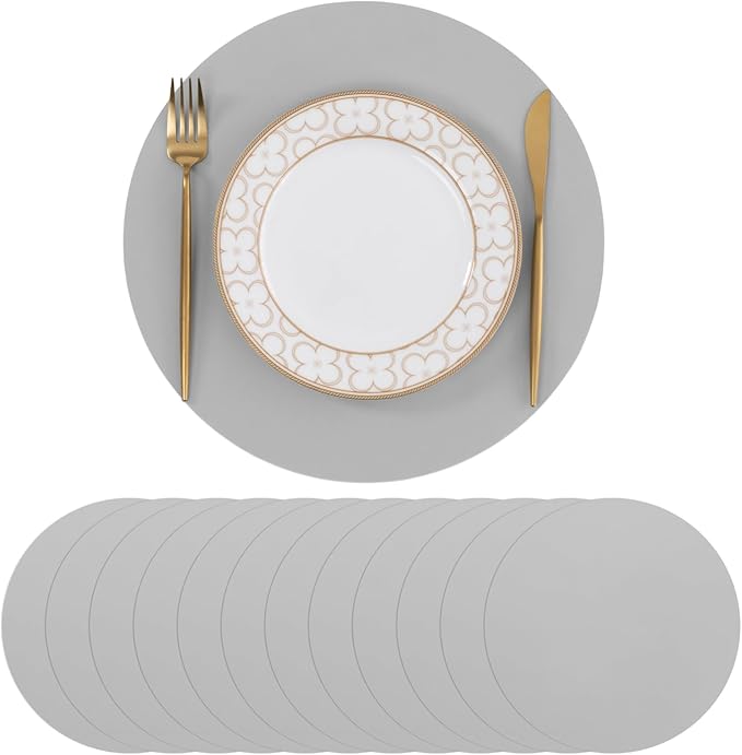 SHACOS 100 pcs Round Paper Placemats Disposable 13 inch Colored Paper Place Mats Charger for Wedding Birthday Party Bridal Baby Shower Events Table Decoration, Light Gray