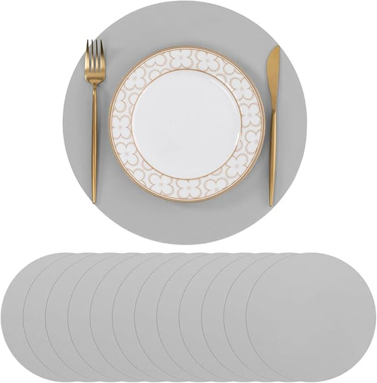 SHACOS 100 pcs Round Paper Placemats Disposable 13 inch Colored Paper Place Mats Charger for Wedding Birthday Party Bridal Baby Shower Events Table Decoration, Light Gray