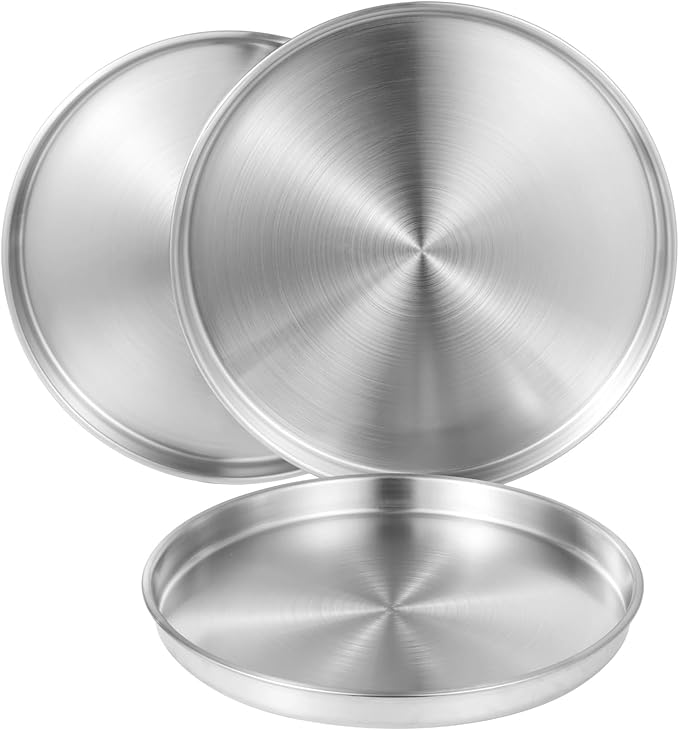 3 Pieces Round Silver Serving Tray Stainless Steel Round Decorative Coffee Table Trays, Jewelry Cosmetic Organizer Plates, Vanity Trays for Candles, Perfume