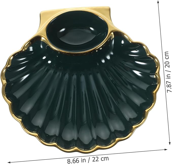 1pc Dumpling Plate Sauce Versatile Sushi Dish for Snacks Fries and Appetizers Easy to Clean Shell-shaped Ceramic Plate for Home and Restaurant Use