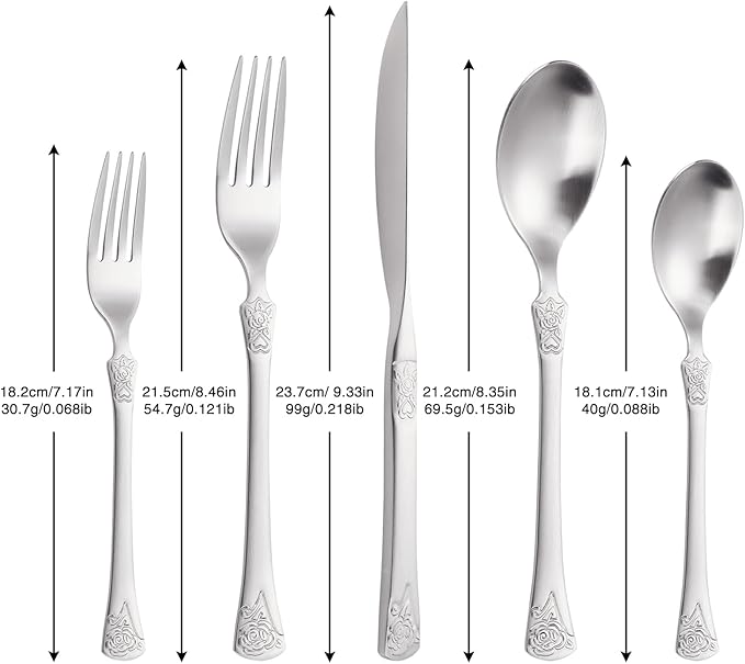 Premium Luxury 20 Piece Silverware Set with Smooth Edge, 18/10 Stainless Steel, Service for 4, Fine Matte Stain Flatware Set, Dishwasher Safe(Silver)