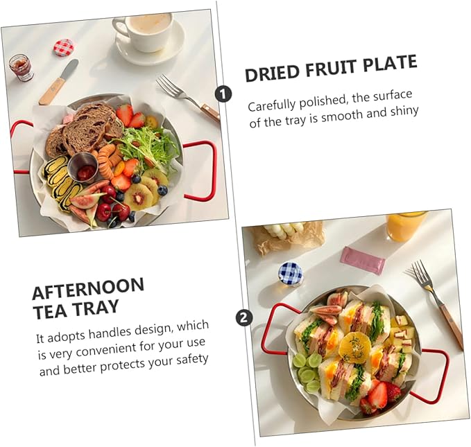 PRETYZOOM Serving Tray Lids Stainless Steel Snack Plate Decorative Salad Dish Lunch Trays