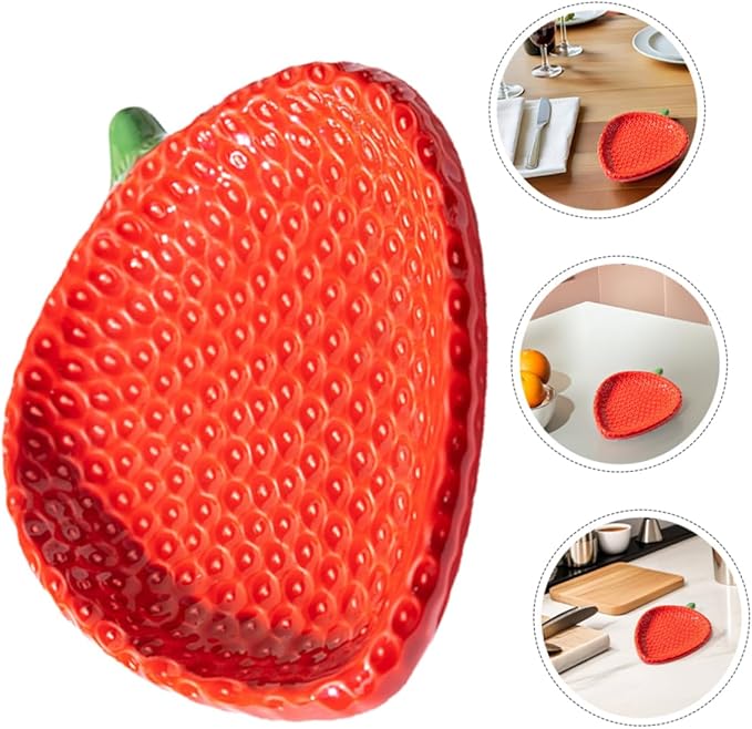 STOBAZA Strawberry Shaped Ceramic Appetizer Plate: Porcelain Snack Dish For Sushi Pastry And Desserts - For Home Gatherings And Outdoor Picnics