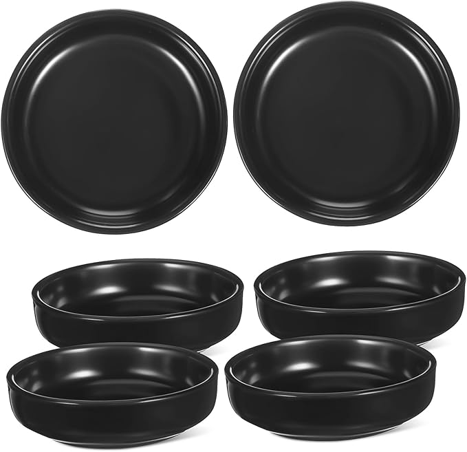 VOSAREA 6pcs Ceramic Sauce Dishes Japanese Appetizer Plates for Sushi Versatile Condiment Bowls Elegant Design for Dipping Sauces for Family Meals and Restaurants
