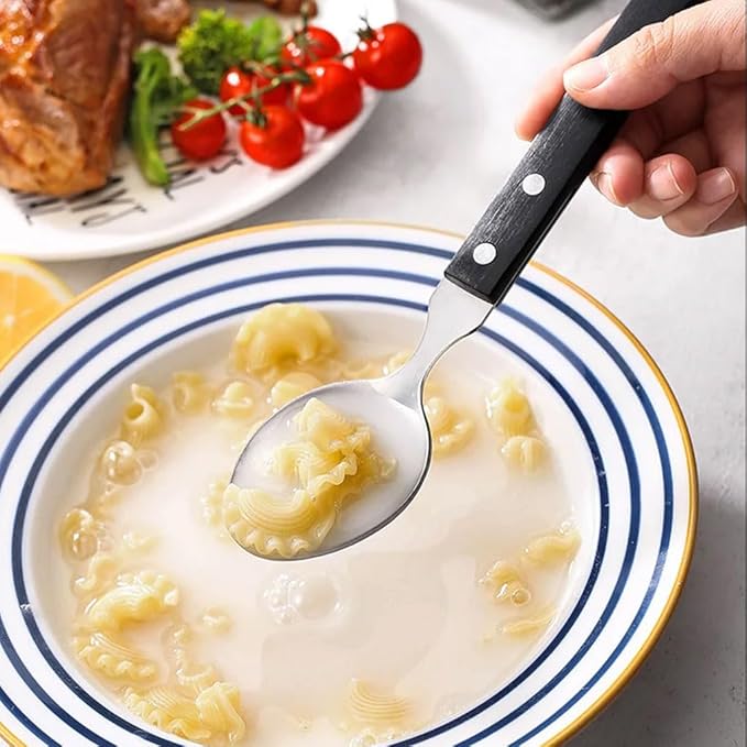 Exquisite Stainless steel cutlery set with wooden handle knife fork and spoon flatware home kitchen utensils simple silverware set Practical