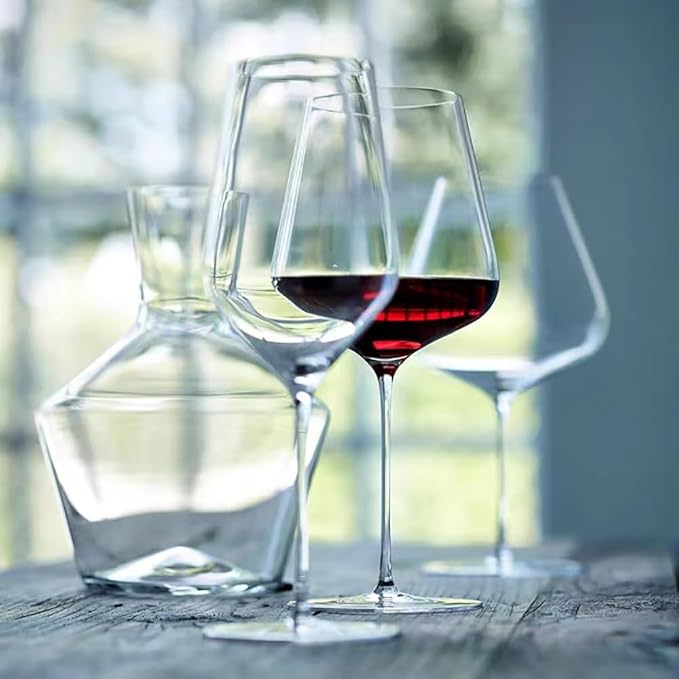 Premium Crystal Wine Glasses Set of 2,Clear Crystal Glassware for Red and White Wines, Elegant Essentials for Home and Parties, Hand-Blown (Red and White Universal Cup)