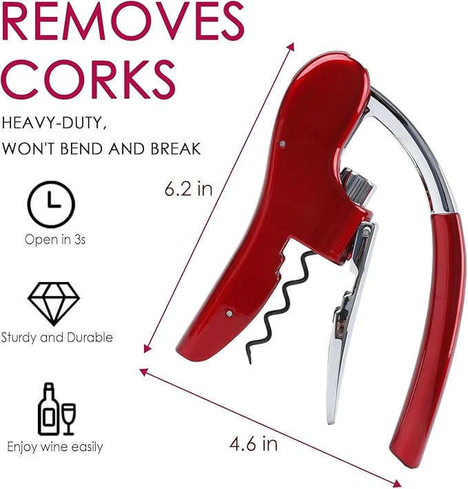KAYCROWN Wine Bottle Opener, Vertical Lever Corkscrew with Built in Foil Cutter Design, Manual Handheld Corkscrew with Ergonomic Lever Pump