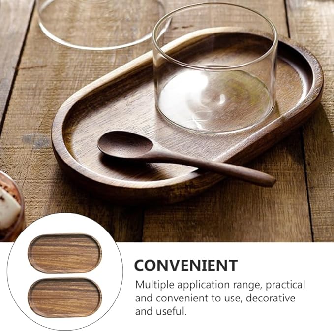 DOITOOL Wooden Serving Tray 7.87 X 4.64 Inch Oval Food Platter Decorative Snack Plate for Appetizers Coffee and Desserts Kitchen Dining Serving Dish