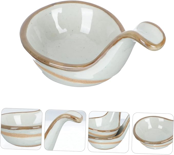 Cabilock 2pcs Elegant Kitchen Seasoning Plate Ceramic Caviar Spoon Bowl Easy to Clean