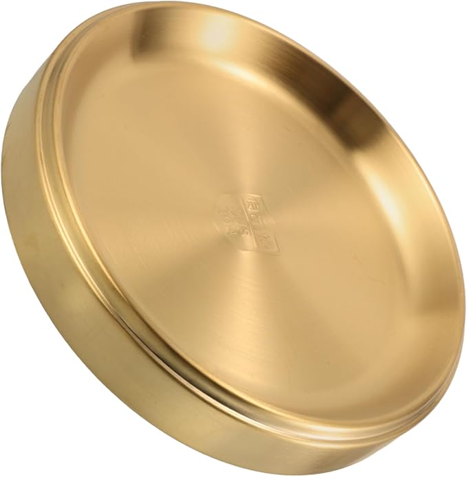 LIFKOME Stainless Steel Round Grilling Plate Stackable Food Dish for Home and Outdoor Cooking and Easy to Clean Platter for Meats and Sides