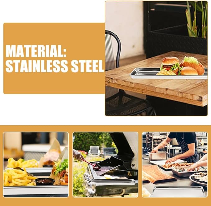 Stainless Steel Rectangular Serving Tray 10.4X6.1 Inch Food Snack Plate for Home Restaurant Hotel Dining