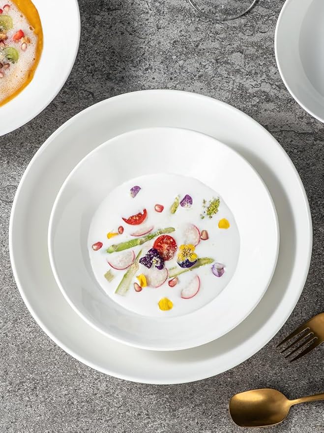 Appetizer Plates Simple Nordic Style White Ceramic Fruit Salad Bowl Home Western Style Pasta Plate Cheap Plates(Large)