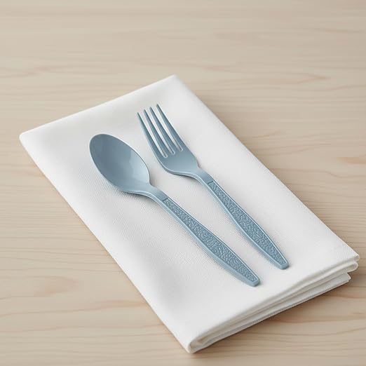 Fun Express Slate Blue Plastic Fork & Spoon Cutlery Set - 16 Count