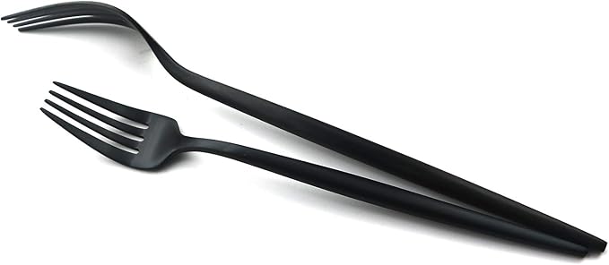 Gugrida 24-Piece Matte Black Handle 18/10 Stainless Steel Silverware Set, Titanium Black Cutlery, Flatware Set for Home & Restaurant, Dishwasher Safe