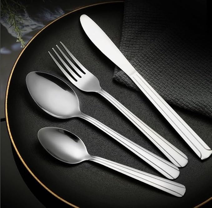 Stainless Steel Flatware serving set,Home Kitchen Eating Tableware Set,Dishwasher Safe,For Home Kitchen Restaurant Hote 4/16/24/32/40/48 Pieces Stainless Steel Set Dinner Knife And Fork Spoon Steak Kn