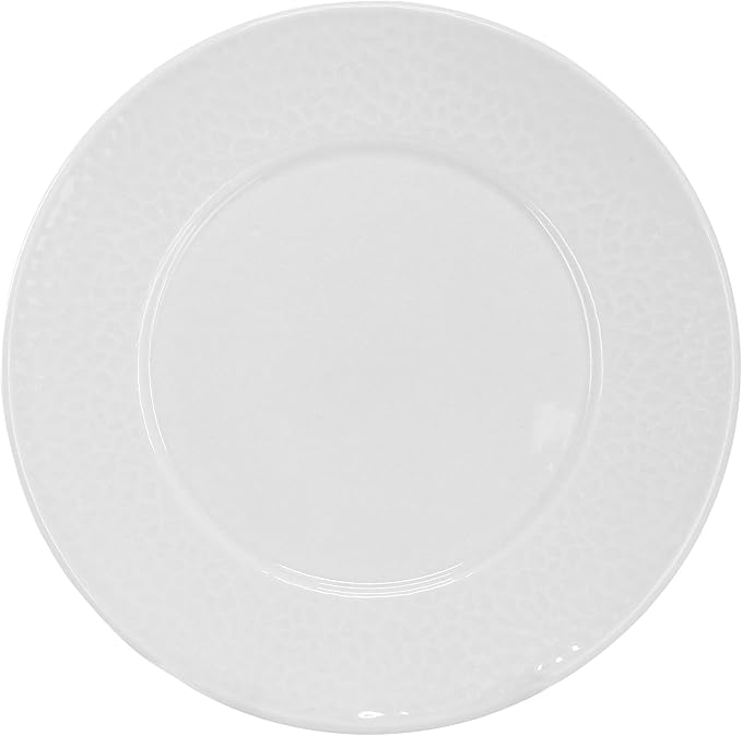 Elama Soyer 16 Piece Textured Design Double Bowl Porcelain White Dinnerware Set, Serveware, Tableware, Bowls, Plate Set (Soyer)