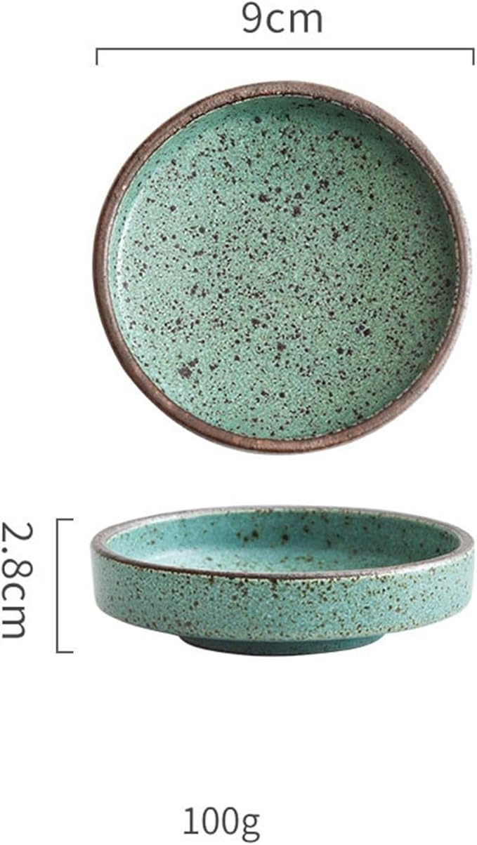Sauce Dish Creative Rough Pottery Tableware Restaurant Snack Plate Household Snack Plate Simple Round Appetizer Plate Snack Plate(White)