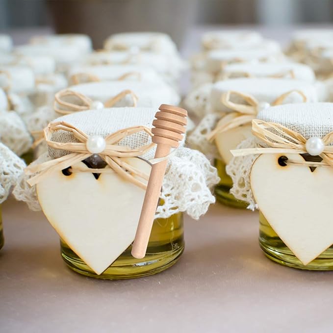 51 PCS Honey Sticks Dipper, 3 Inch Mini Wooden Honeycomb Sticks, Small Honey Stirrer Stick, Honey Sticks for Honey Jar Dispense Drizzle Honey and Wedding Party Favors Gift