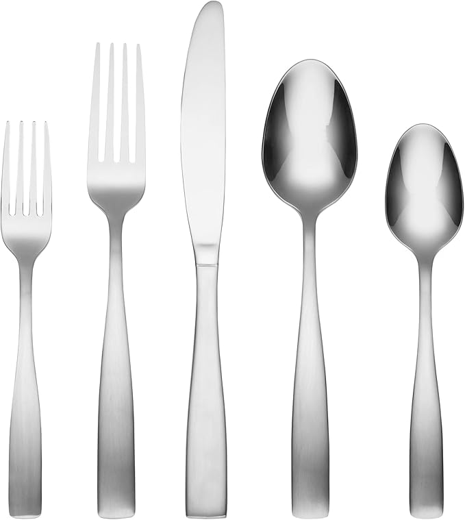 Cambridge 263K7CSLG31 Madison 62-Piece Flatware Set With Oak Tray