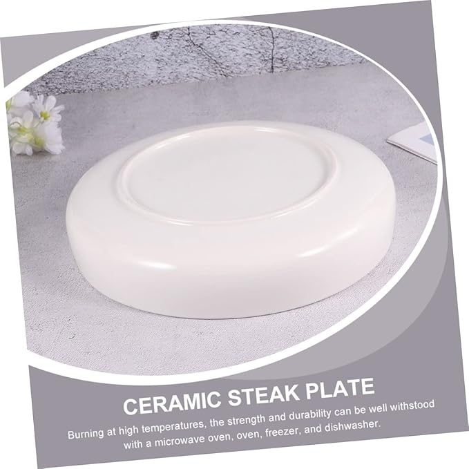 PRETYZOOM Delicate Ceramic Dinner Plate Small Sushi Plate Pasta Steak Salad Oven Freezer Safe White