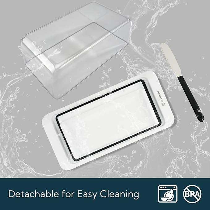 KITCHENDAO Airtight Butter Dish with Lid and Knife Spreader for Countertop and Refrigerator, Keep Butter Fresh, Easy Scoop, Dishwasher Safe, Plastic Butter Keeper Tray for West/ East Coast Butter