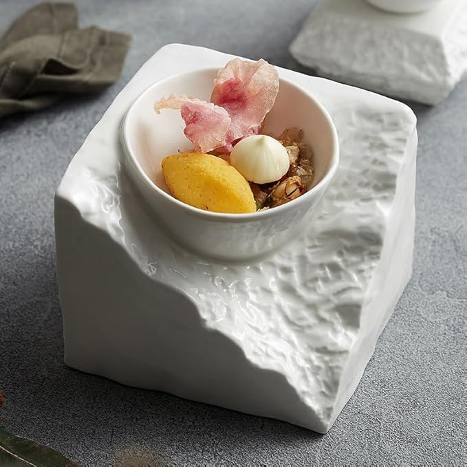 Appetizer Plates Ceramic Soup Bowls, Salad Bowls, Tableware, Special-Shaped Art Plates, White Cold Dish Bowls. Cheap Plates(A)