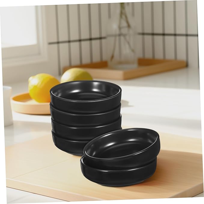 VOSAREA 6pcs Ceramic Sauce Dishes Japanese Appetizer Plates for Sushi Versatile Condiment Bowls Elegant Design for Dipping Sauces for Family Meals and Restaurants