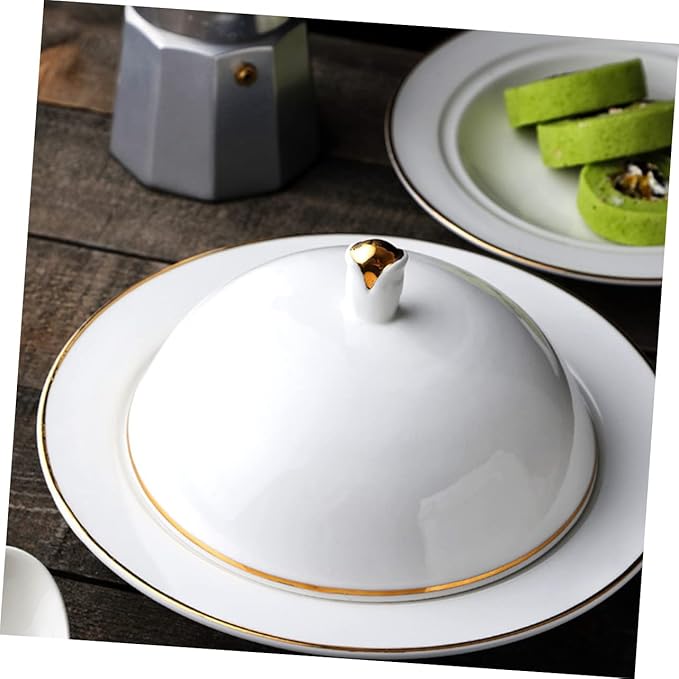 OUNONA Household Ceramic Plate Lid Dinner Plate Smooth Edges for Versatile Use