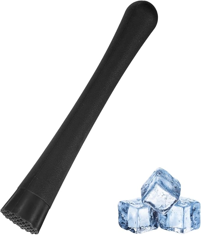 uxcell Cocktail Muddler, 8 Inch PP Drink Muddler Bar Accessories Tools Ice Crusher for Home Party Cocktail Fruit Drinks, Black (Thick)