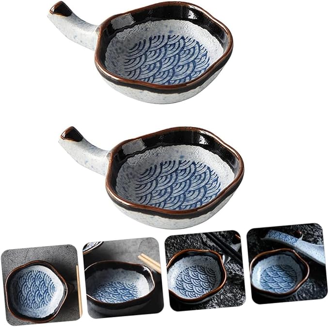 4 Pcs Japanese Dipping Dish Vintage Tray Cutlery Tray Dessert Trays Soy Dishes Small Dipping Bowls Japanese Sauce Bowls Simple Styled Dish Appetizer Plates Chopstick Rest