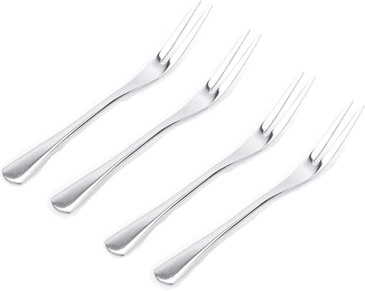 VANRA 5.1in 4-Piece Salad Forks Set Stainless Steel Cocktail Appetizer Dessert Fork Tasting Forks Silver Flatware Set