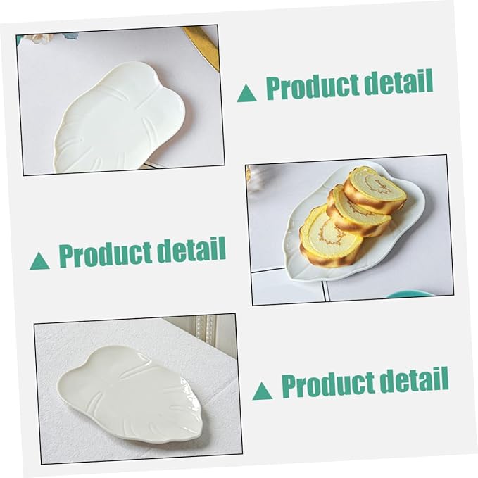 Mobestech Ceramic Leaf Shaped Appetizer Plates Elegant Dessert Serving Dish Versatile Storage for Fruits Snacks for Home Dining Entertaining