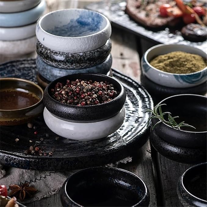 Appetizer Plates Ceramic Dipping Bowls, Soy Sauce Dipping Bowls, Side Seasoning Dish for Sauce Side Dish for Condiment(White)