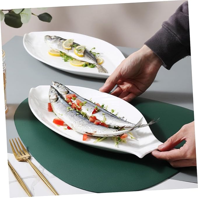 ABOOFAN Ceramic Steamed Fish Plate Serving Dish for Home Use Food Plate for Desserts Appetizers and Family Gatherings Easy to Clean for Parties and Events