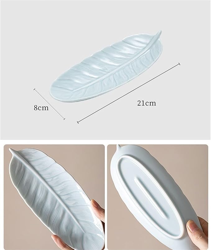 Sauce Dish Creative Feather Snack Plate Ceramic Snacks Dessert Plate Household Nuts Fruit Plate Restaurant Snack Plate Snack Plate(2)