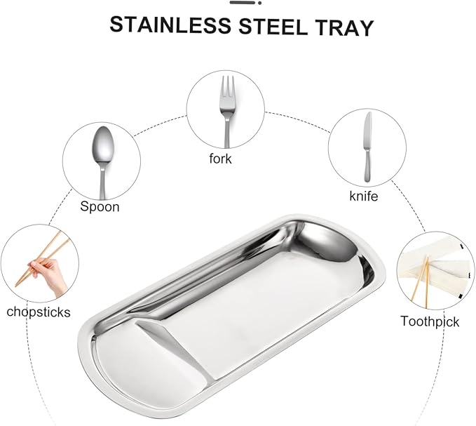 Unomor Spoon Rest Ladle Plate Silverware Countertop Kitchen Tool Stainless Steel Serving Tray Buffet Plate